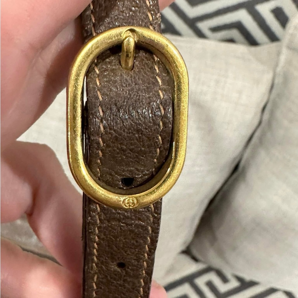 Gucci Brown and Green Crossbody Bag with GG Pattern and Gold Hardware - Picture 3 of 9